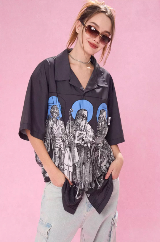 EMPTY REFERENCE Genesis Hand Painted Lines Short Sleeve Shirt