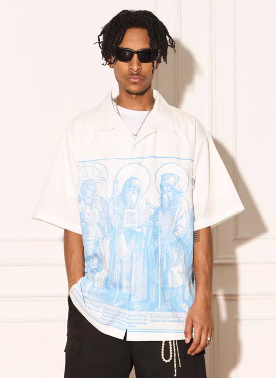 EMPTY REFERENCE Genesis Hand Painted Lines Short Sleeve Shirt