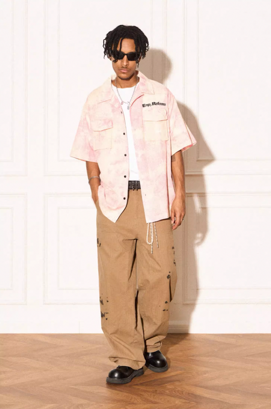 EMPTY REFERENCE 3D Pockets Plaid Short Sleeved Shirt