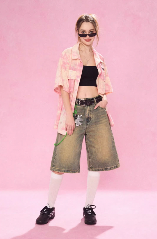 EMPTY REFERENCE 3D Pockets Plaid Short Sleeved Shirt