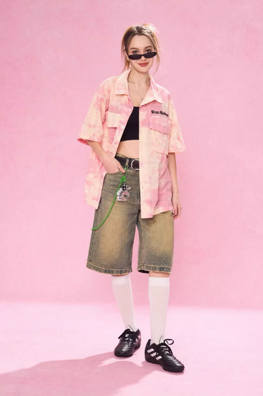 EMPTY REFERENCE 3D Pockets Plaid Short Sleeved Shirt