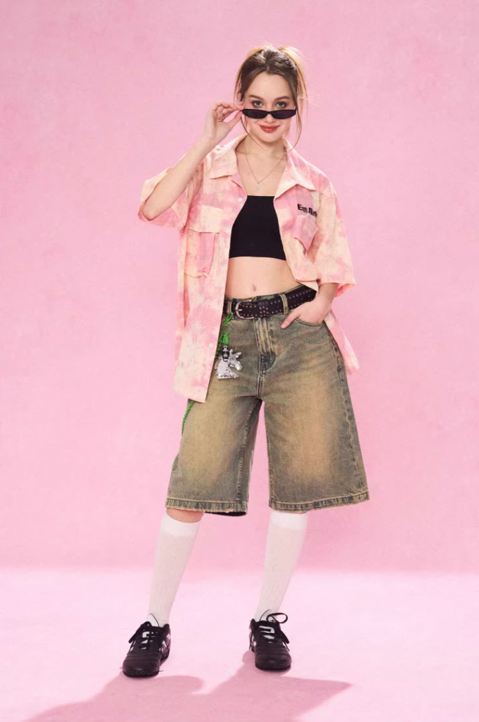 EMPTY REFERENCE 3D Pockets Plaid Short Sleeved Shirt