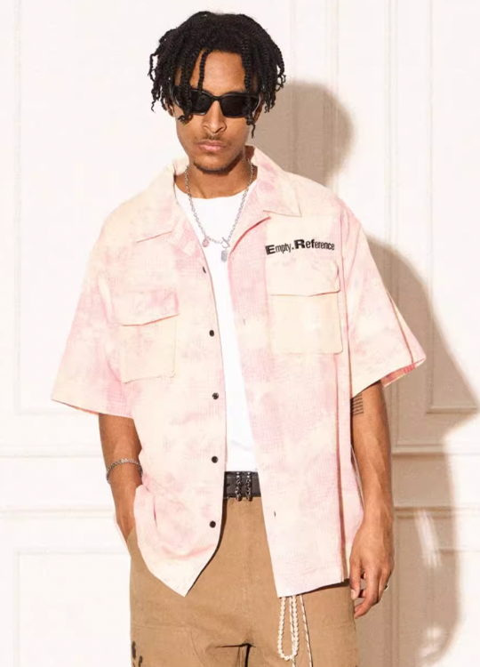 EMPTY REFERENCE 3D Pockets Plaid Short Sleeved Shirt