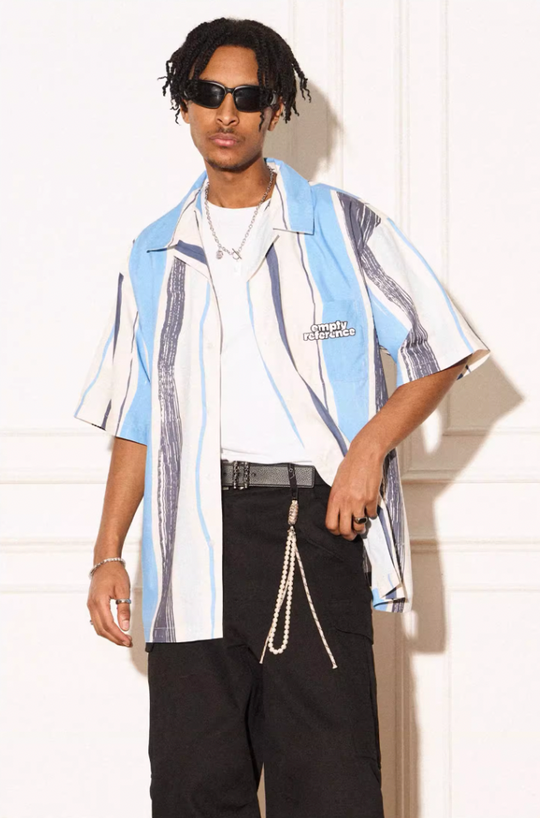 EMPTY REFERENCE Art Stripe Painting Short Sleeve Shirt
