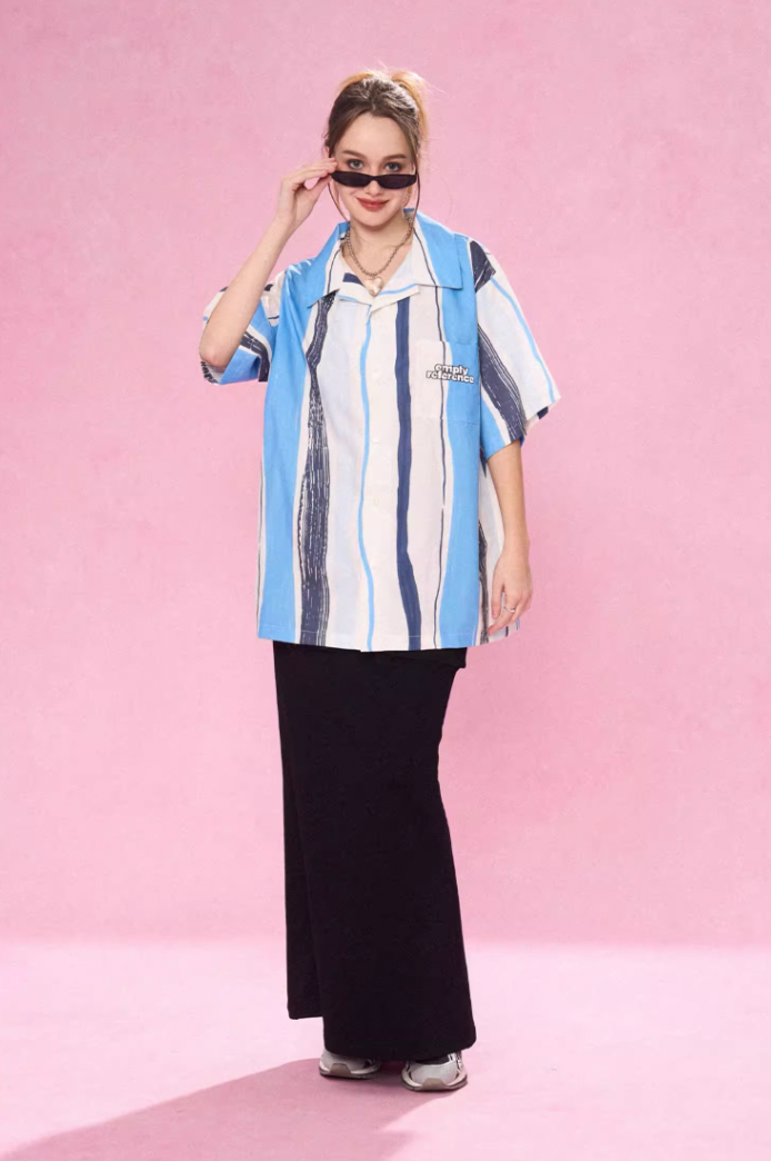 EMPTY REFERENCE Art Stripe Painting Short Sleeve Shirt