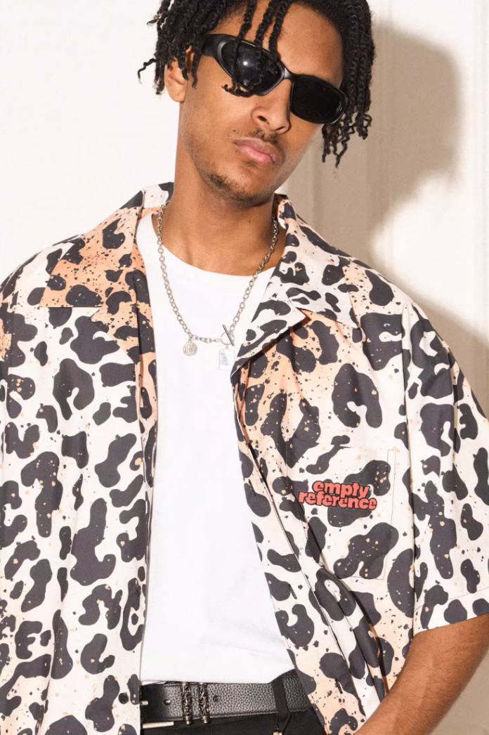 EMPTY REFERENCE Leopard Print Short Sleeved Shirt