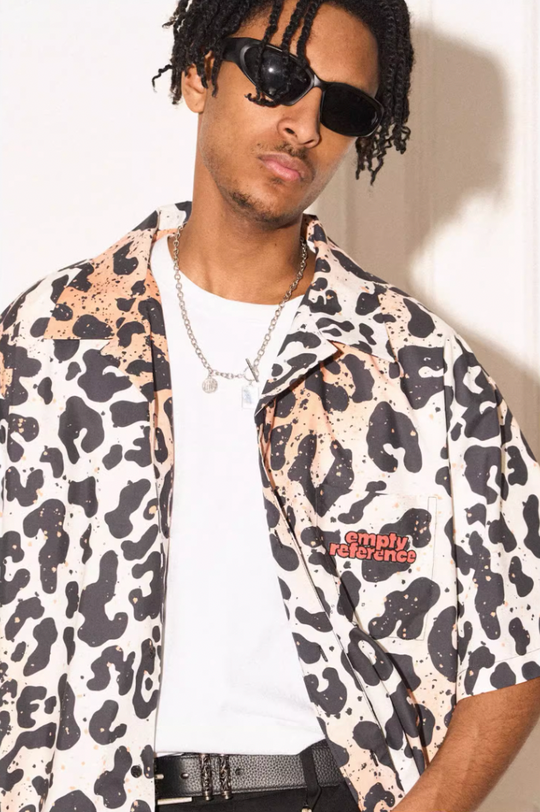 EMPTY REFERENCE Leopard Print Short Sleeved Shirt
