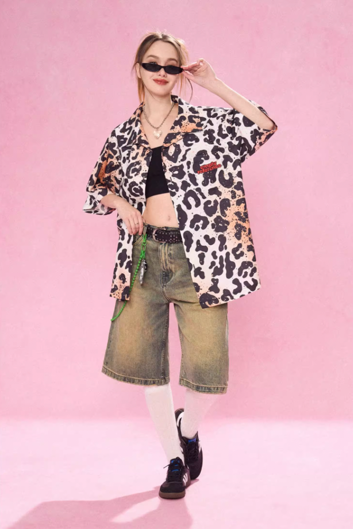 EMPTY REFERENCE Leopard Print Short Sleeved Shirt