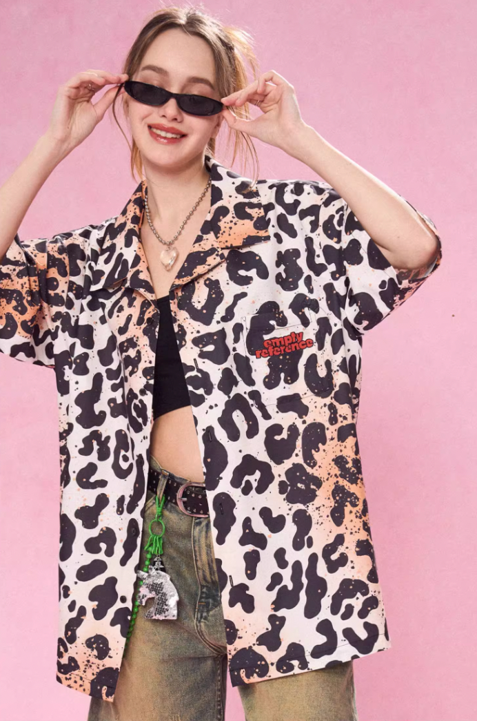 EMPTY REFERENCE Leopard Print Short Sleeved Shirt
