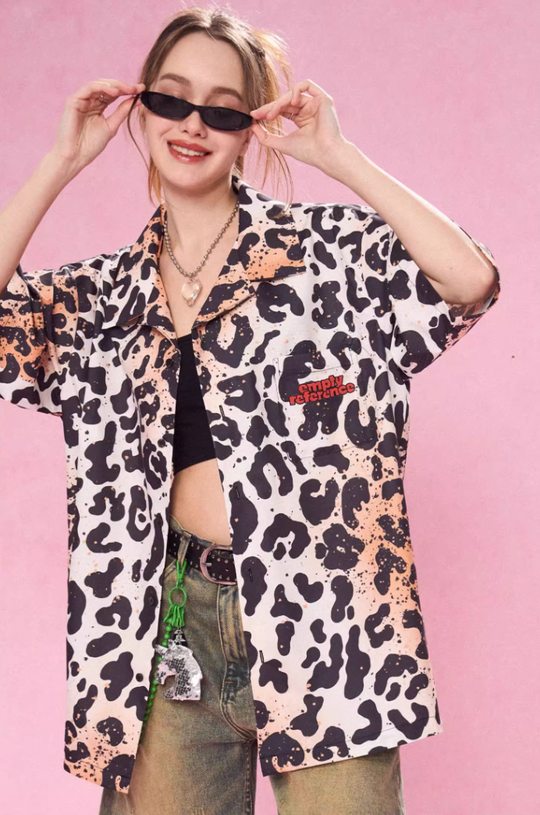 EMPTY REFERENCE Leopard Print Short Sleeved Shirt
