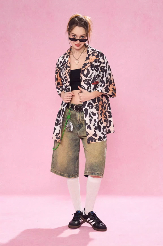 EMPTY REFERENCE Leopard Print Short Sleeved Shirt