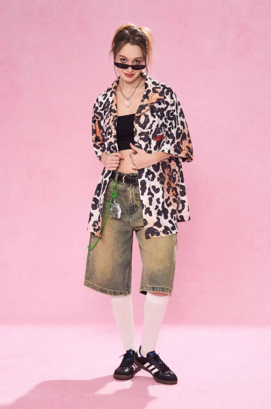 EMPTY REFERENCE Leopard Print Short Sleeved Shirt