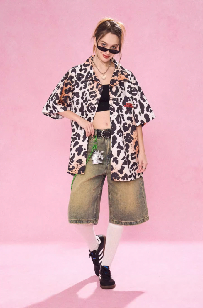 EMPTY REFERENCE Leopard Print Short Sleeved Shirt