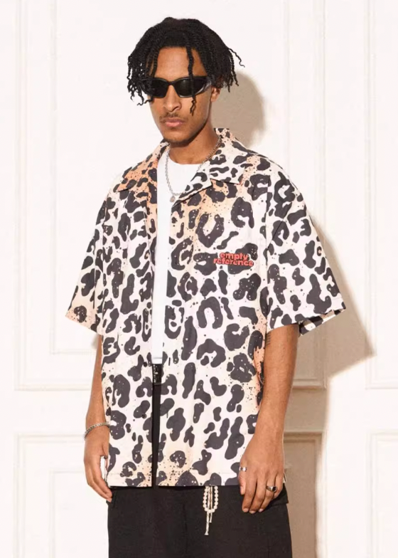 EMPTY REFERENCE Leopard Print Short Sleeved Shirt