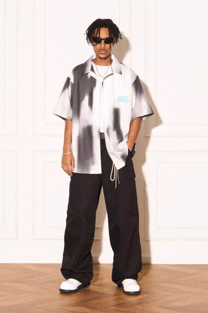 EMPTY REFERENCE Shadow Color Blocking Short Sleeve Shirt