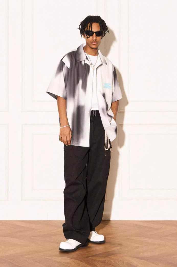 EMPTY REFERENCE Shadow Color Blocking Short Sleeve Shirt