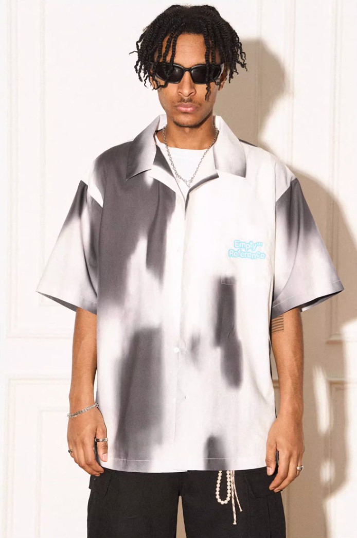 EMPTY REFERENCE Shadow Color Blocking Short Sleeve Shirt