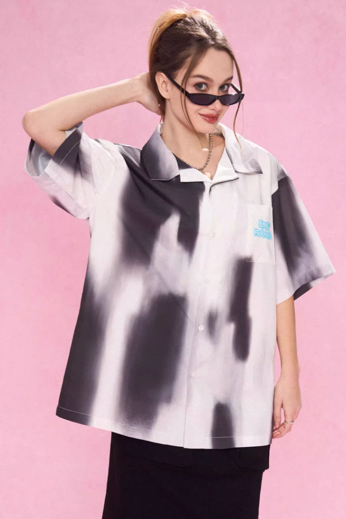 EMPTY REFERENCE Shadow Color Blocking Short Sleeve Shirt