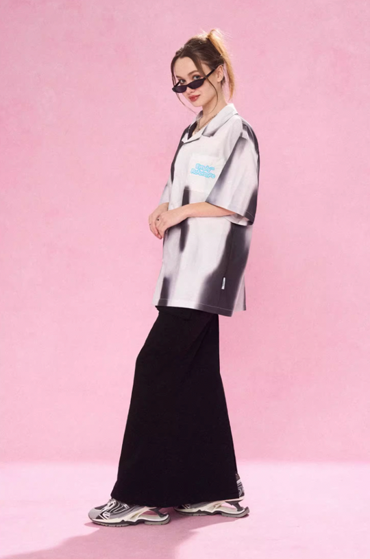 EMPTY REFERENCE Shadow Color Blocking Short Sleeve Shirt