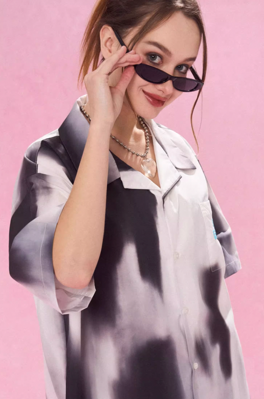 EMPTY REFERENCE Shadow Color Blocking Short Sleeve Shirt