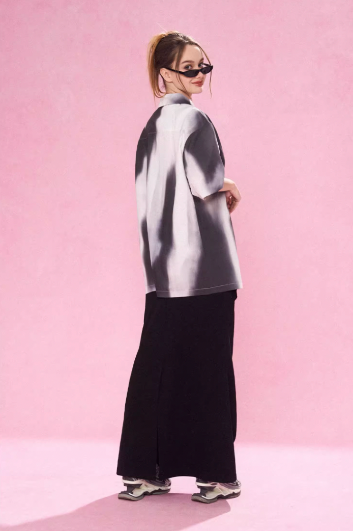 EMPTY REFERENCE Shadow Color Blocking Short Sleeve Shirt