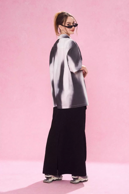 EMPTY REFERENCE Shadow Color Blocking Short Sleeve Shirt