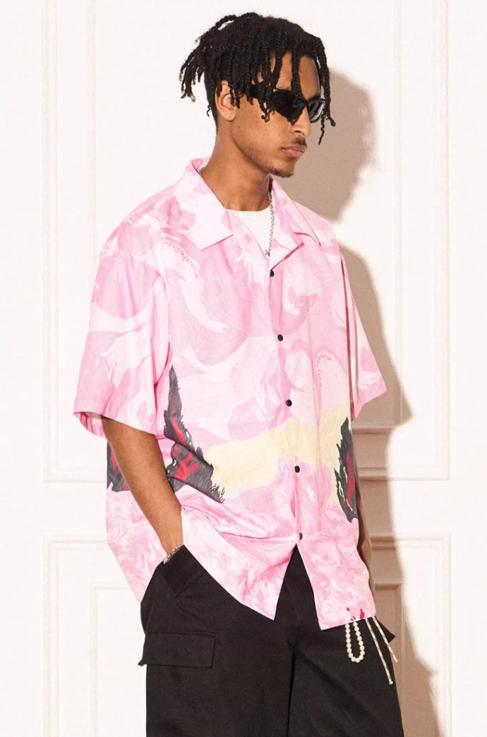 EMPTY REFERENCE Dream Landscape Oil Hand Painted Short Sleeved Shirt