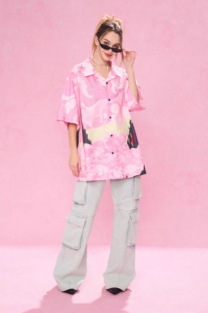 EMPTY REFERENCE Dream Landscape Oil Hand Painted Short Sleeved Shirt