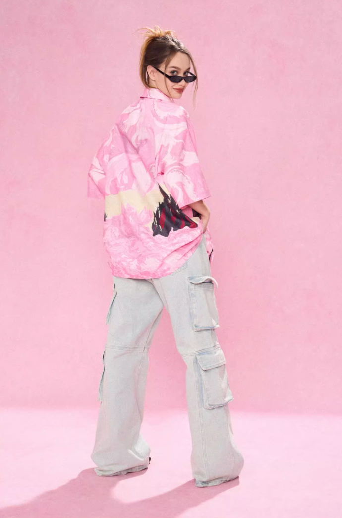 EMPTY REFERENCE Dream Landscape Oil Hand Painted Short Sleeved Shirt