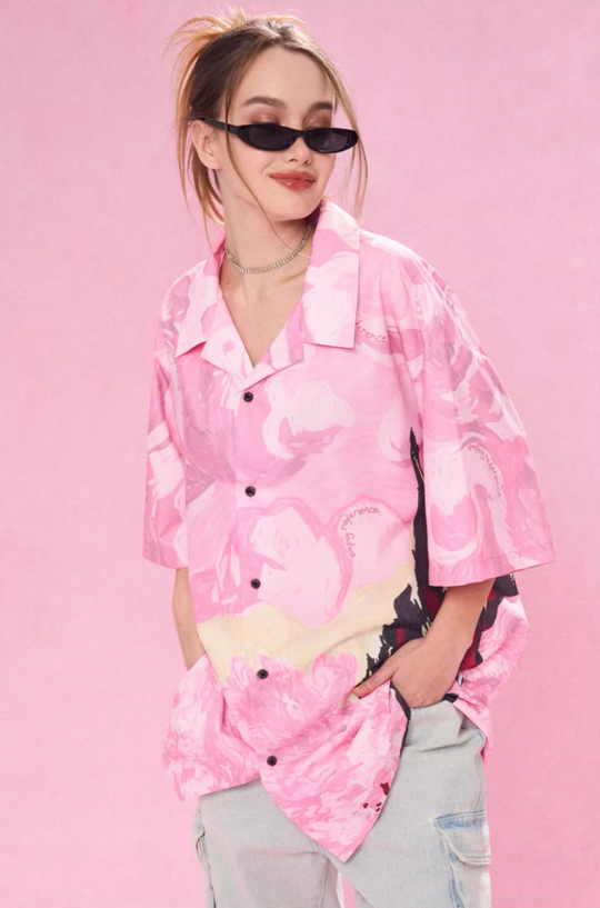 EMPTY REFERENCE Dream Landscape Oil Hand Painted Short Sleeved Shirt