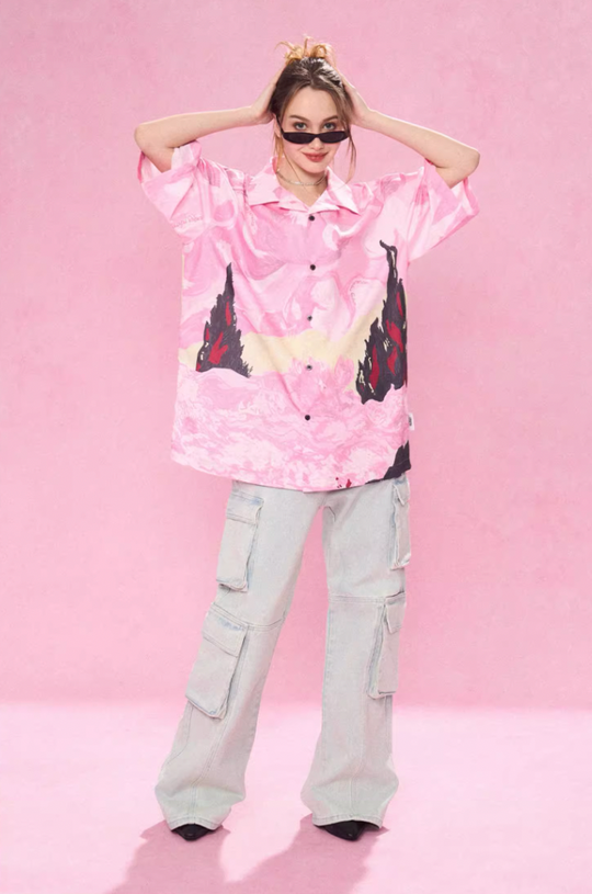 EMPTY REFERENCE Dream Landscape Oil Hand Painted Short Sleeved Shirt