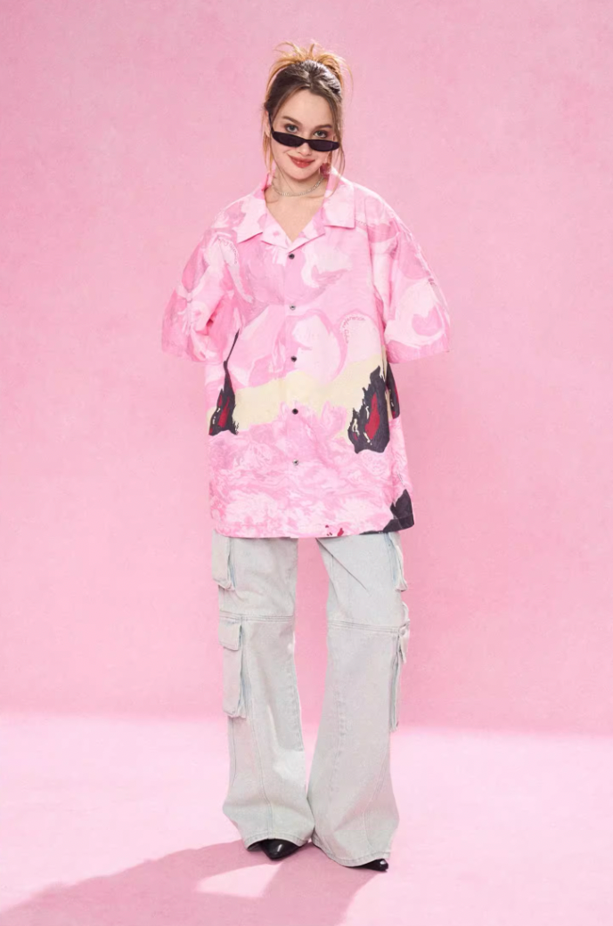 EMPTY REFERENCE Dream Landscape Oil Hand Painted Short Sleeved Shirt