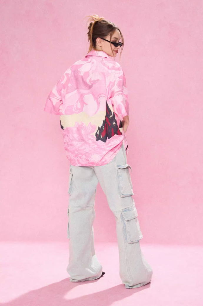 EMPTY REFERENCE Dream Landscape Oil Hand Painted Short Sleeved Shirt