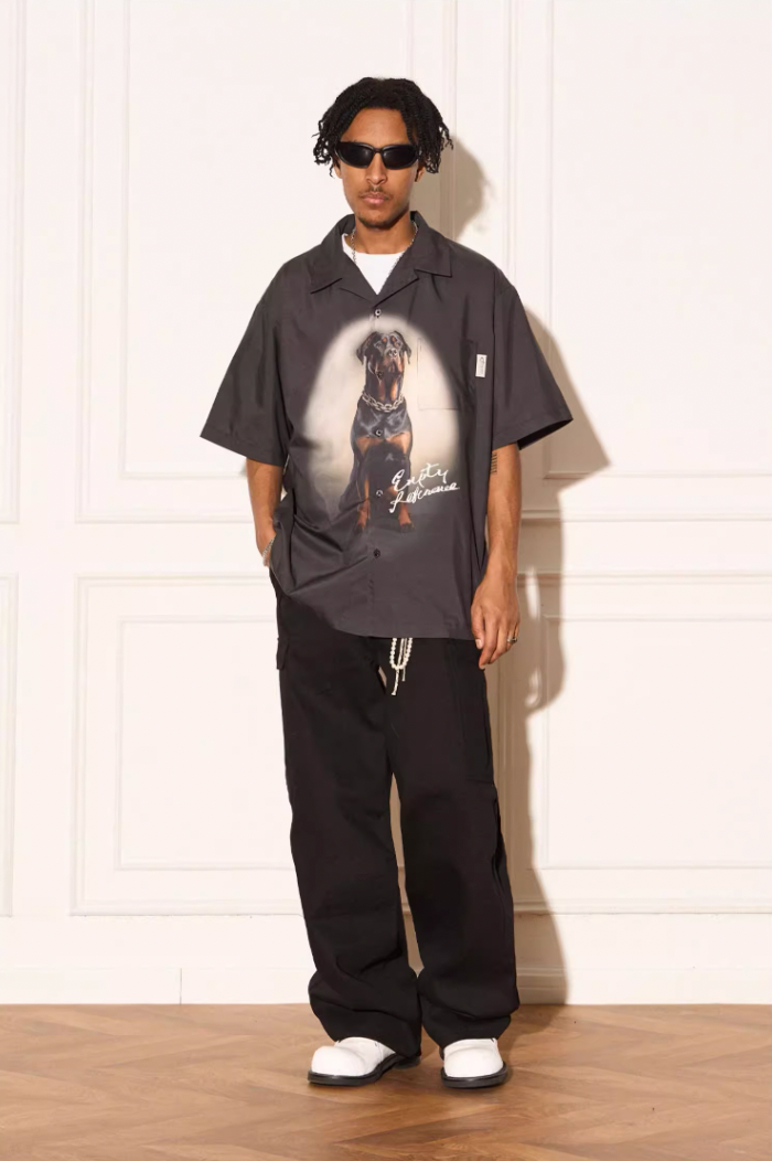 EMPTY REFERENCE Rottweiler Dog Print Short Sleeve Shirt