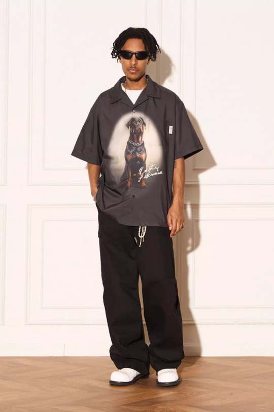 EMPTY REFERENCE Rottweiler Dog Print Short Sleeve Shirt