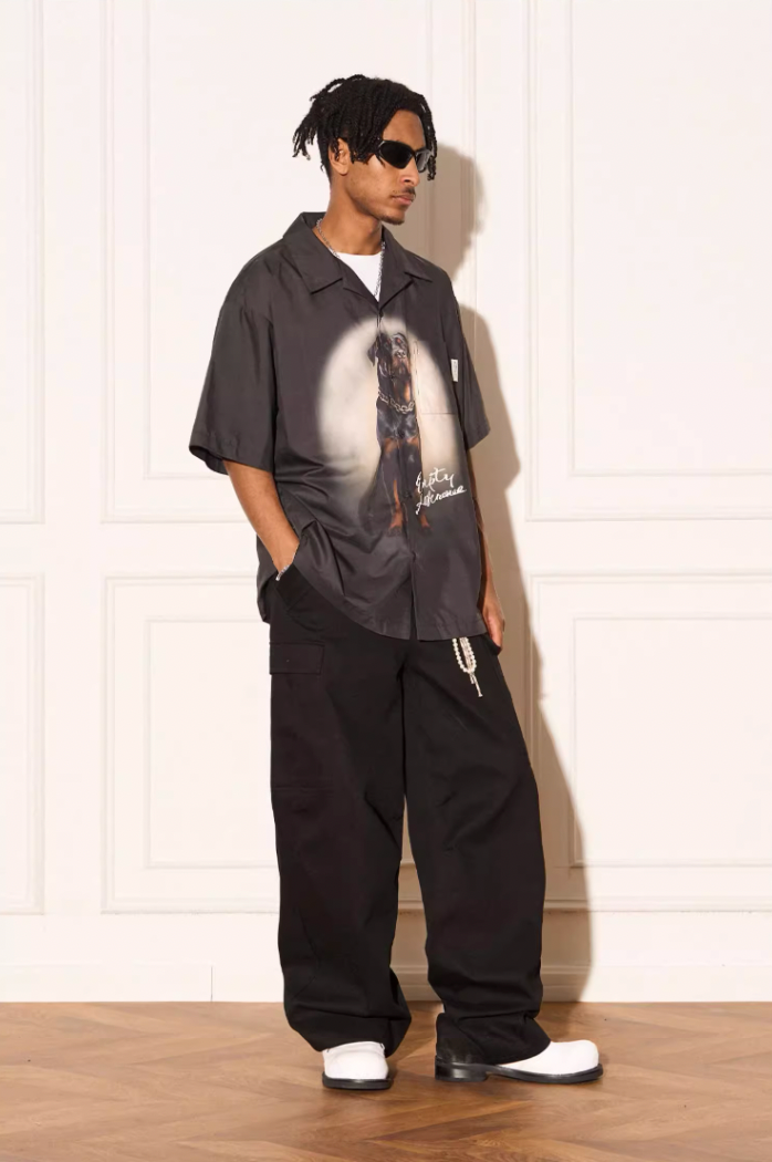 EMPTY REFERENCE Rottweiler Dog Print Short Sleeve Shirt