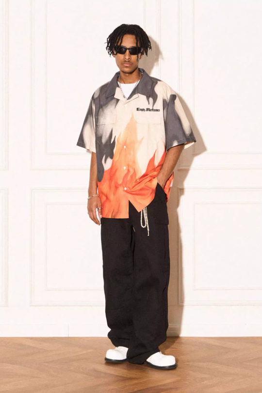 EMPTY REFERENCE Flame Ashes Pocket Short Sleeve Shirt