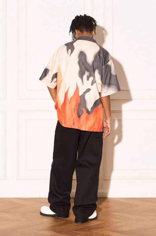 EMPTY REFERENCE Flame Ashes Pocket Short Sleeve Shirt