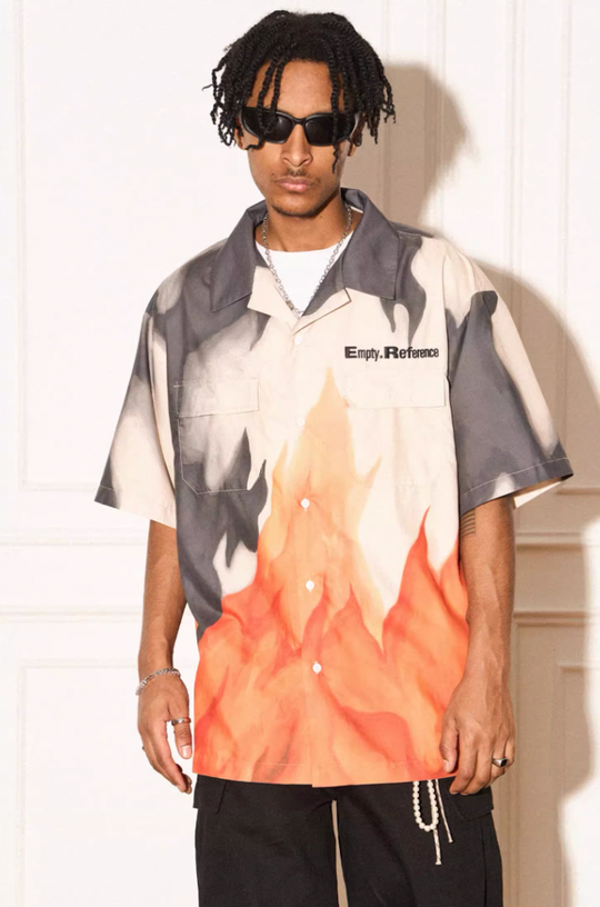EMPTY REFERENCE Flame Ashes Pocket Short Sleeve Shirt