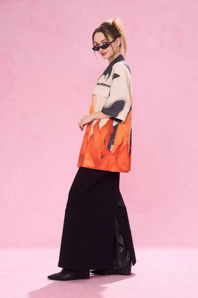 EMPTY REFERENCE Flame Ashes Pocket Short Sleeve Shirt