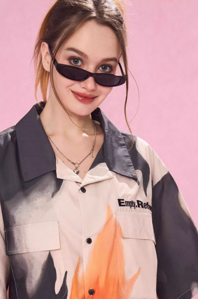 EMPTY REFERENCE Flame Ashes Pocket Short Sleeve Shirt