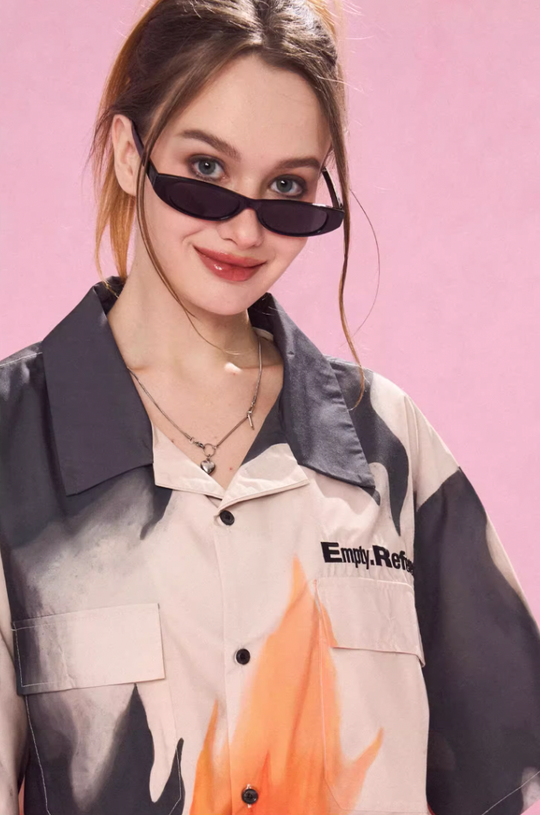 EMPTY REFERENCE Flame Ashes Pocket Short Sleeve Shirt