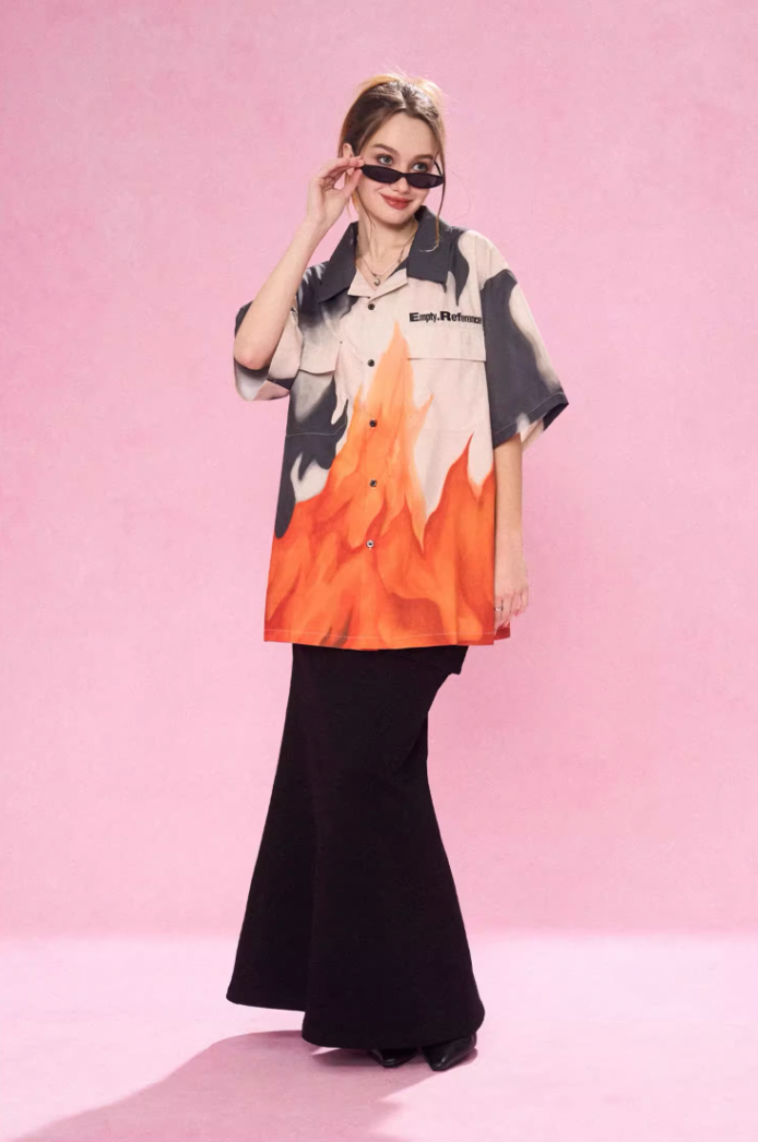 EMPTY REFERENCE Flame Ashes Pocket Short Sleeve Shirt