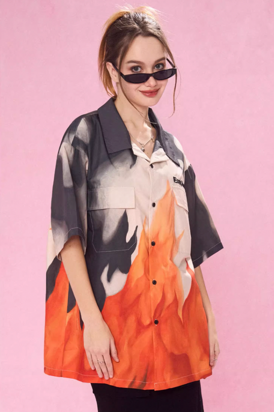 EMPTY REFERENCE Flame Ashes Pocket Short Sleeve Shirt