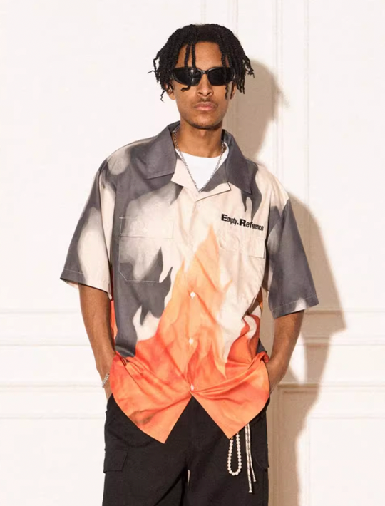 EMPTY REFERENCE Flame Ashes Pocket Short Sleeve Shirt