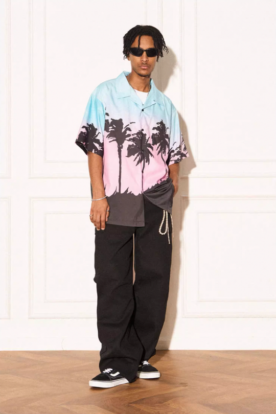 EMPTY REFERENCE Evening Coconut Silhouette Short Sleeve Shirt