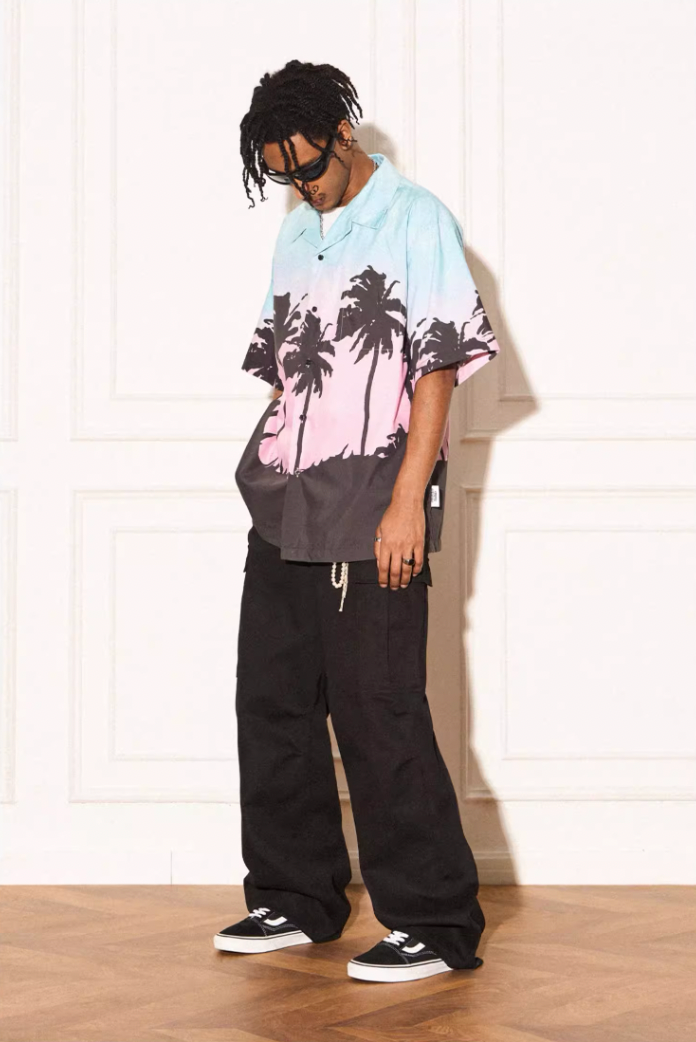 EMPTY REFERENCE Evening Coconut Silhouette Short Sleeve Shirt