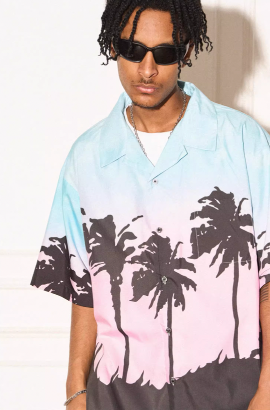 EMPTY REFERENCE Evening Coconut Silhouette Short Sleeve Shirt