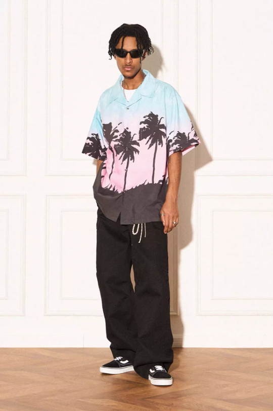 EMPTY REFERENCE Evening Coconut Silhouette Short Sleeve Shirt