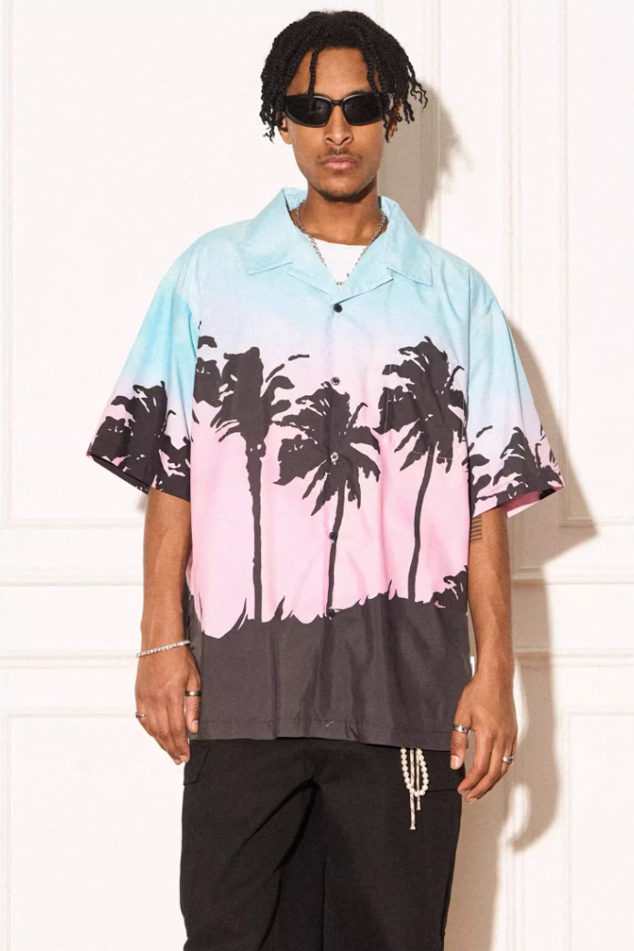 EMPTY REFERENCE Evening Coconut Silhouette Short Sleeve Shirt